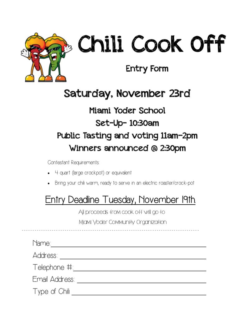 Chili Cook Off Entry Form Template